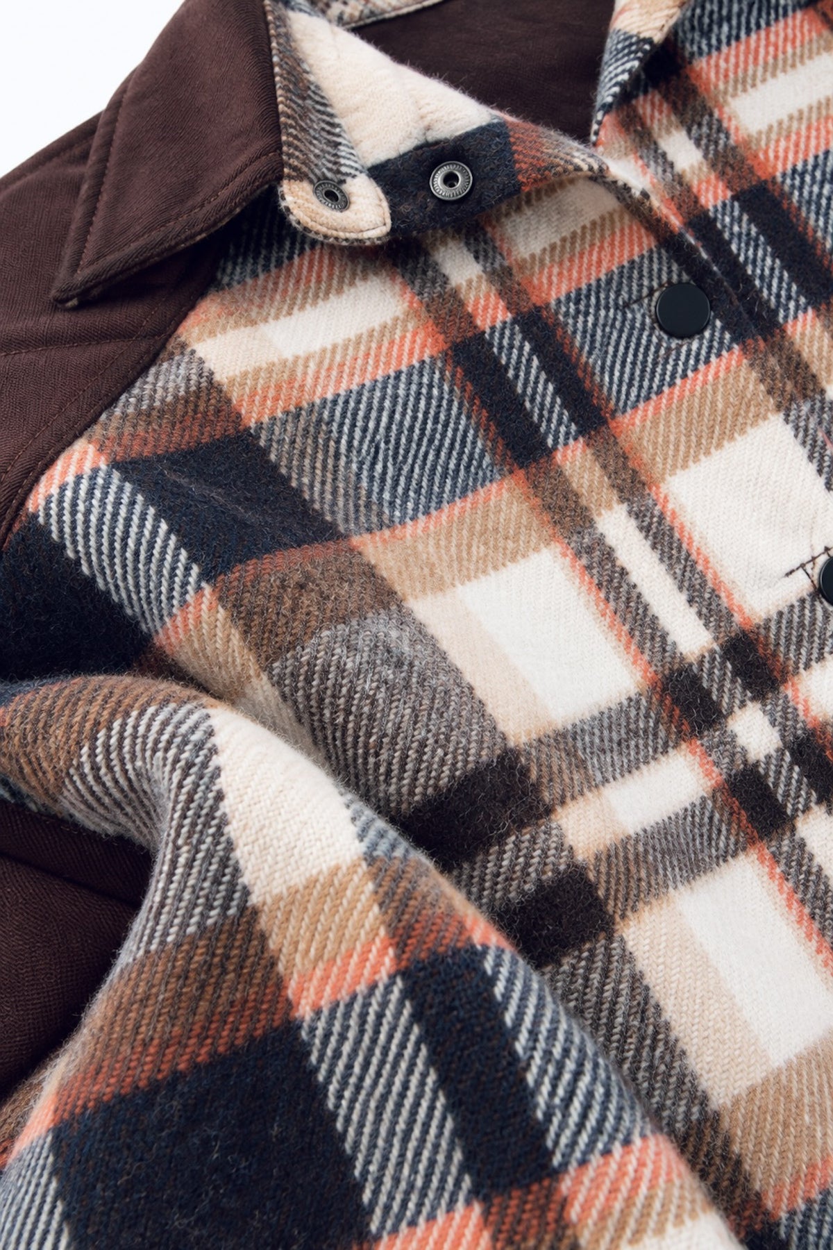 Koszula flanelowa oversize z dzianiną – CHOCOLATE CHECK