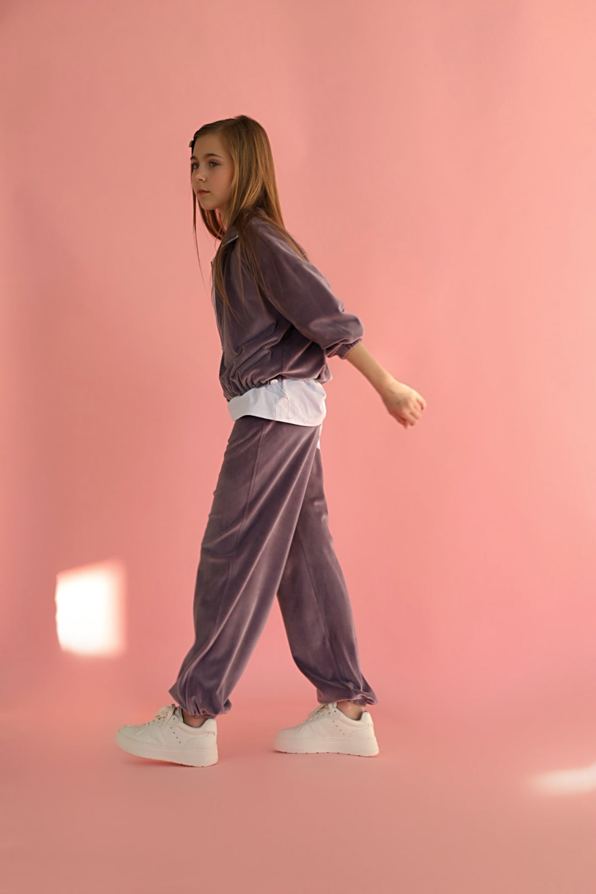 Joggery Soft Velour Liliowy