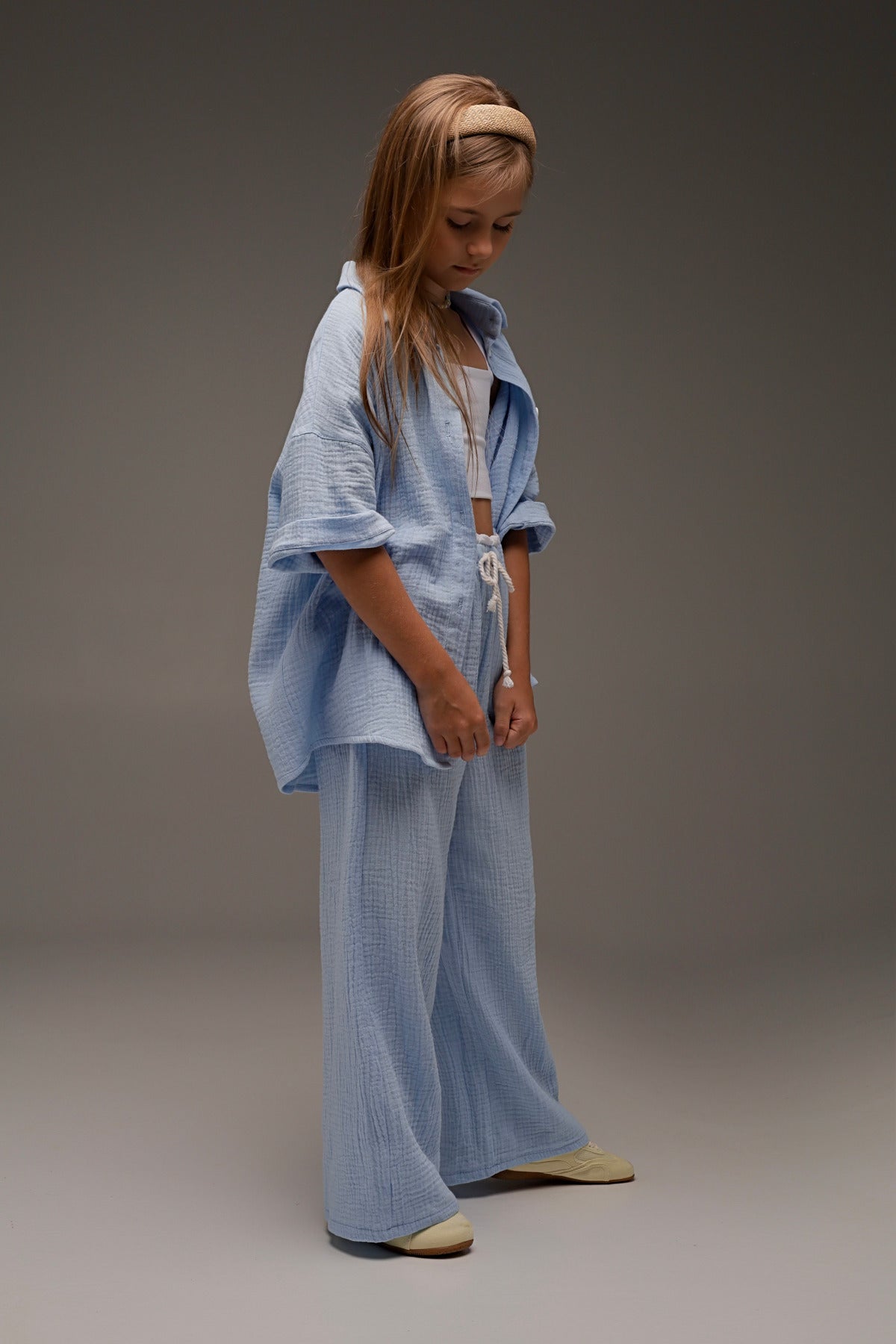 Błękitna koszula MICHI (z muślinu)