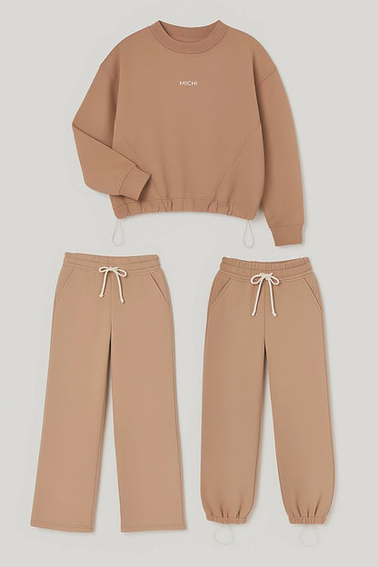 Dzwony oraz joggery SOFY (cappuccino)miś od spodu