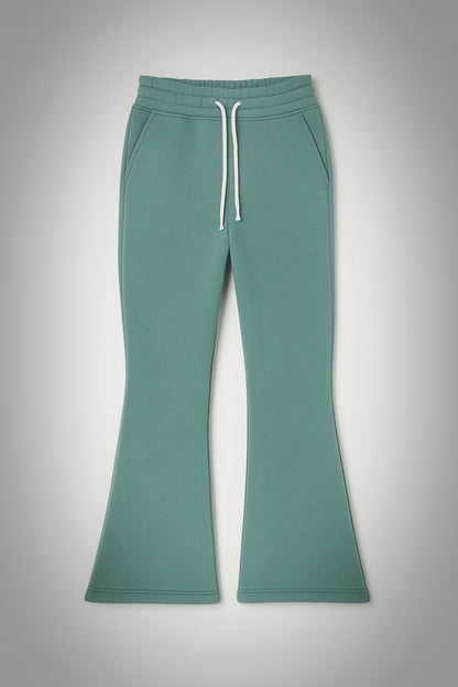 Rozszerzane spodnie NORI (Laurel Green) miś od spodu