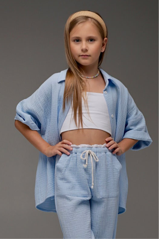 Błękitna koszula MICHI (z muślinu)