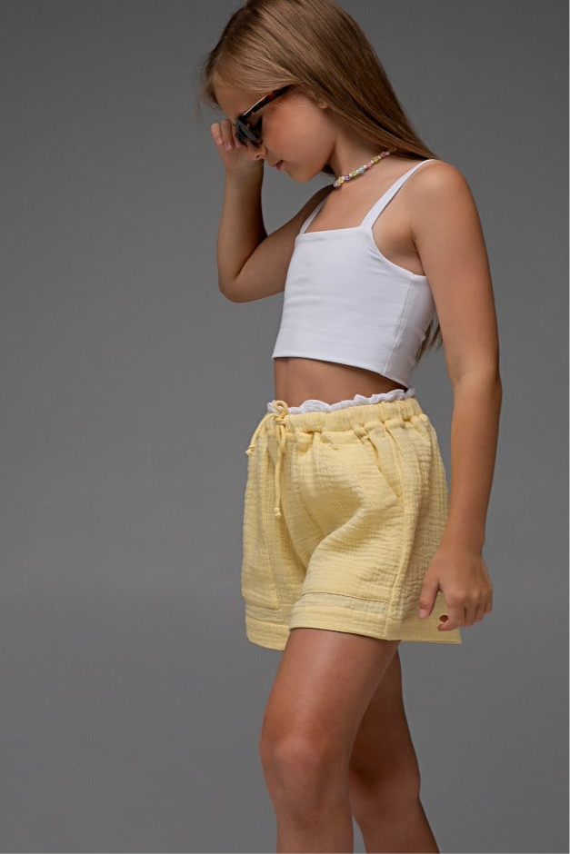 Szorty muślinowe MICHІ (bananowy krem)