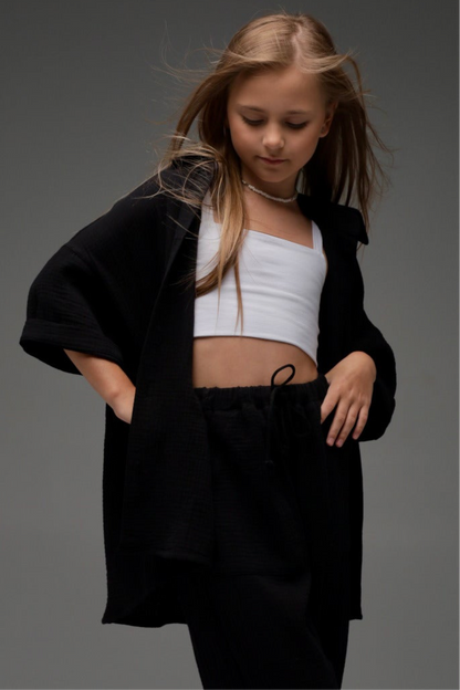 Czarna koszula MICHI (z muślinu)