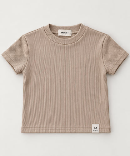 T-SHIRT PRĄŻKOWANY | CHŁODNY BEŻ