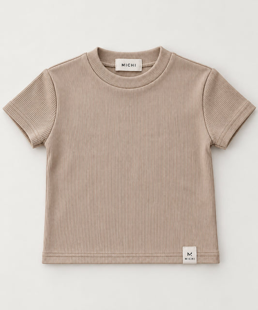 T-SHIRT PRĄŻKOWANY | CHŁODNY BEŻ