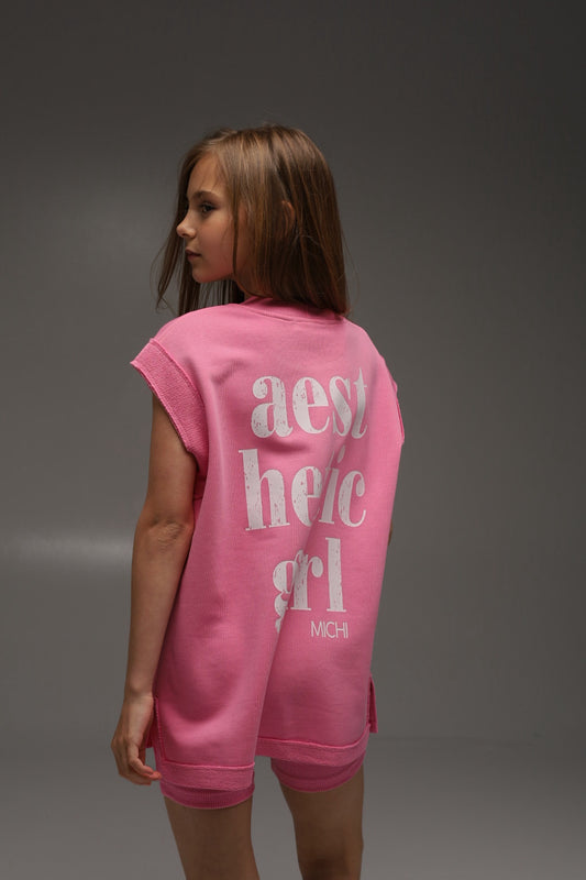 Długi T-shirt Aesthetic Girl (PINK)