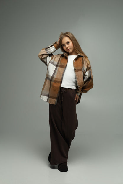 Koszula flanelowa oversize BASIC – CARAMEL CHECK