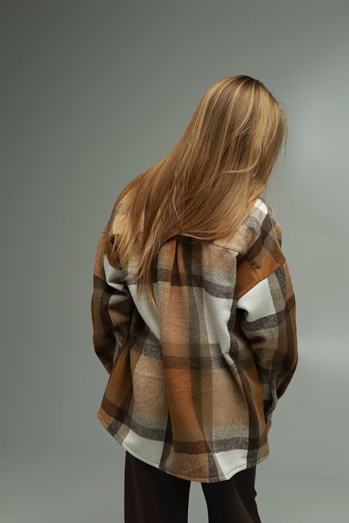 Koszula flanelowa oversize BASIC – CARAMEL CHECK