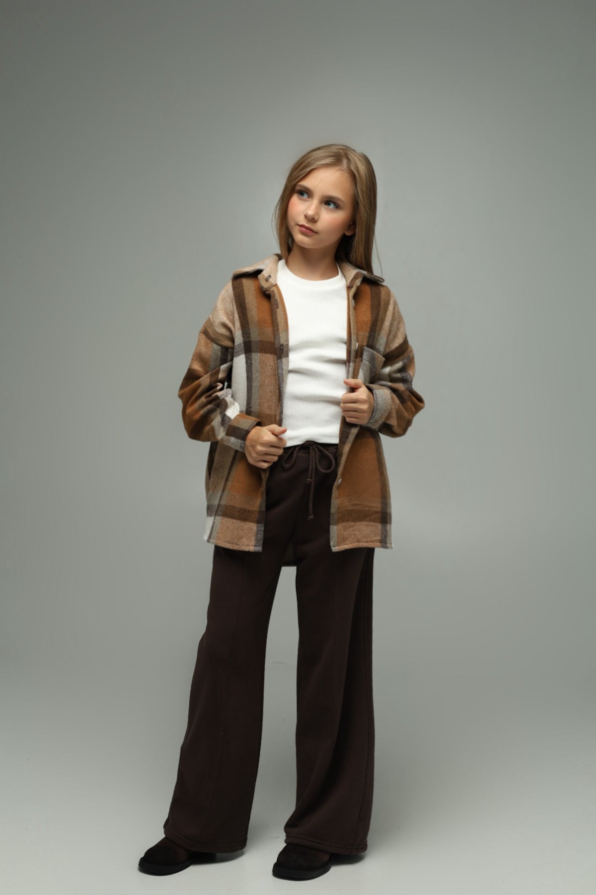 Koszula flanelowa oversize BASIC – CARAMEL CHECK