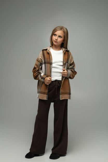 Koszula flanelowa oversize BASIC – CARAMEL CHECK