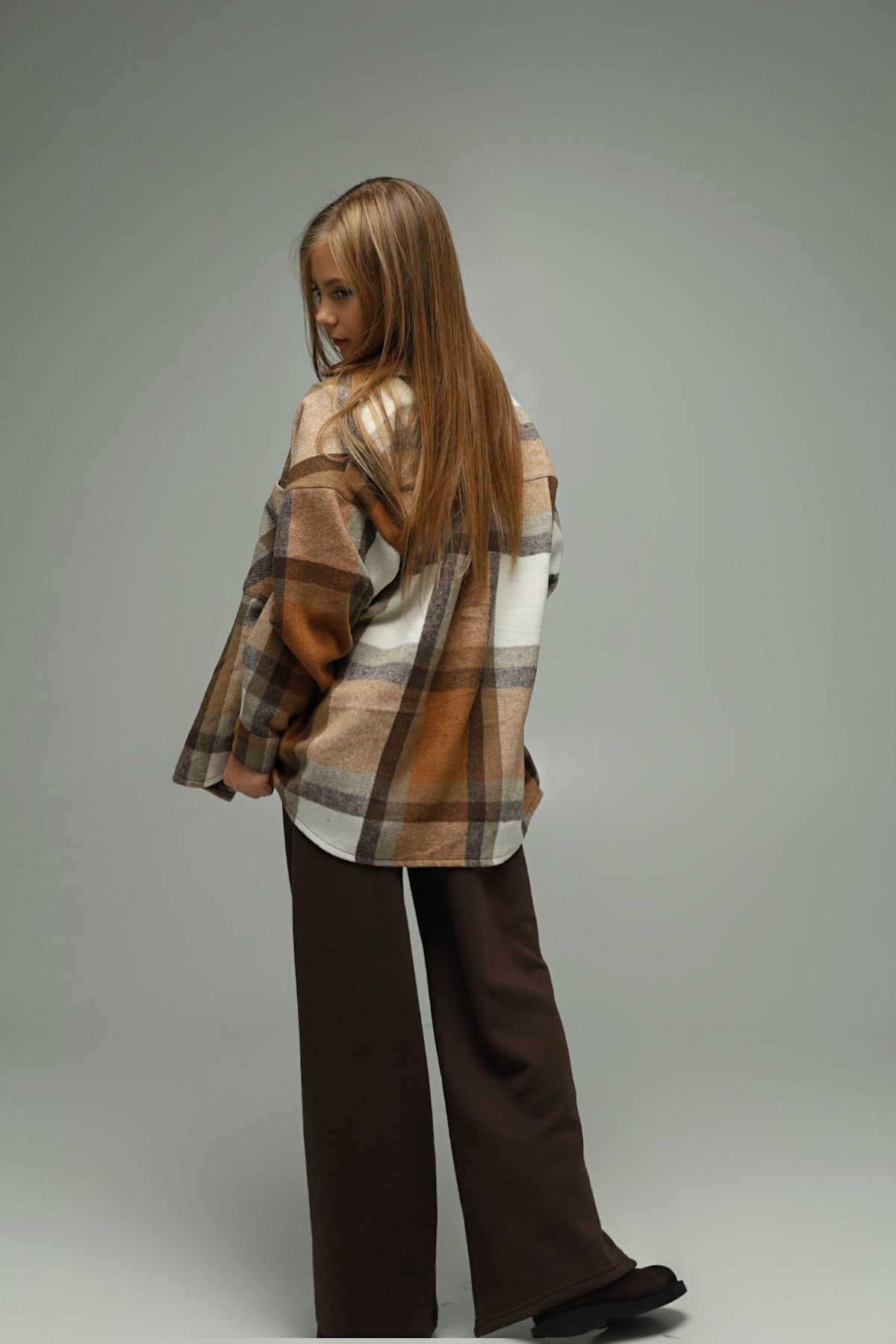 Koszula flanelowa oversize BASIC – CARAMEL CHECK