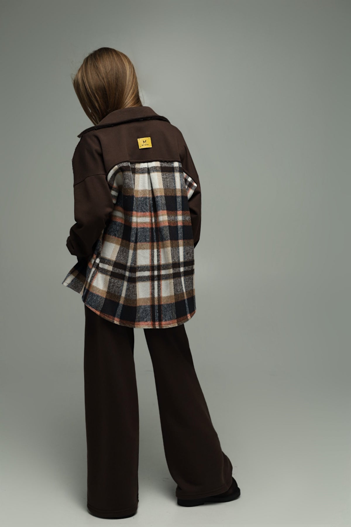 Koszula flanelowa oversize z dzianiną – CHOCOLATE CHECK