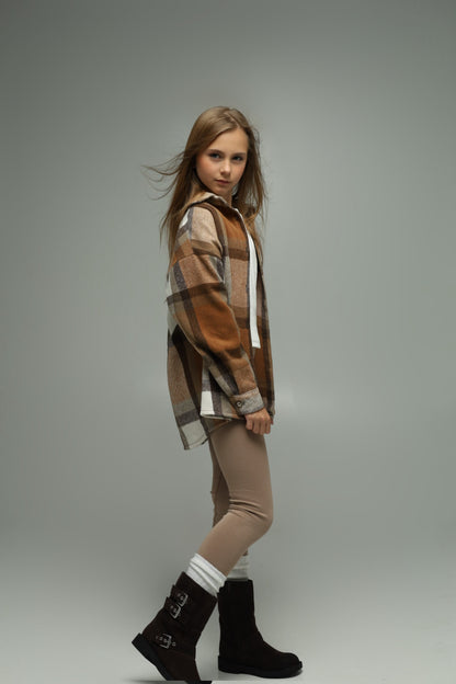 Koszula flanelowa oversize BASIC – CARAMEL CHECK