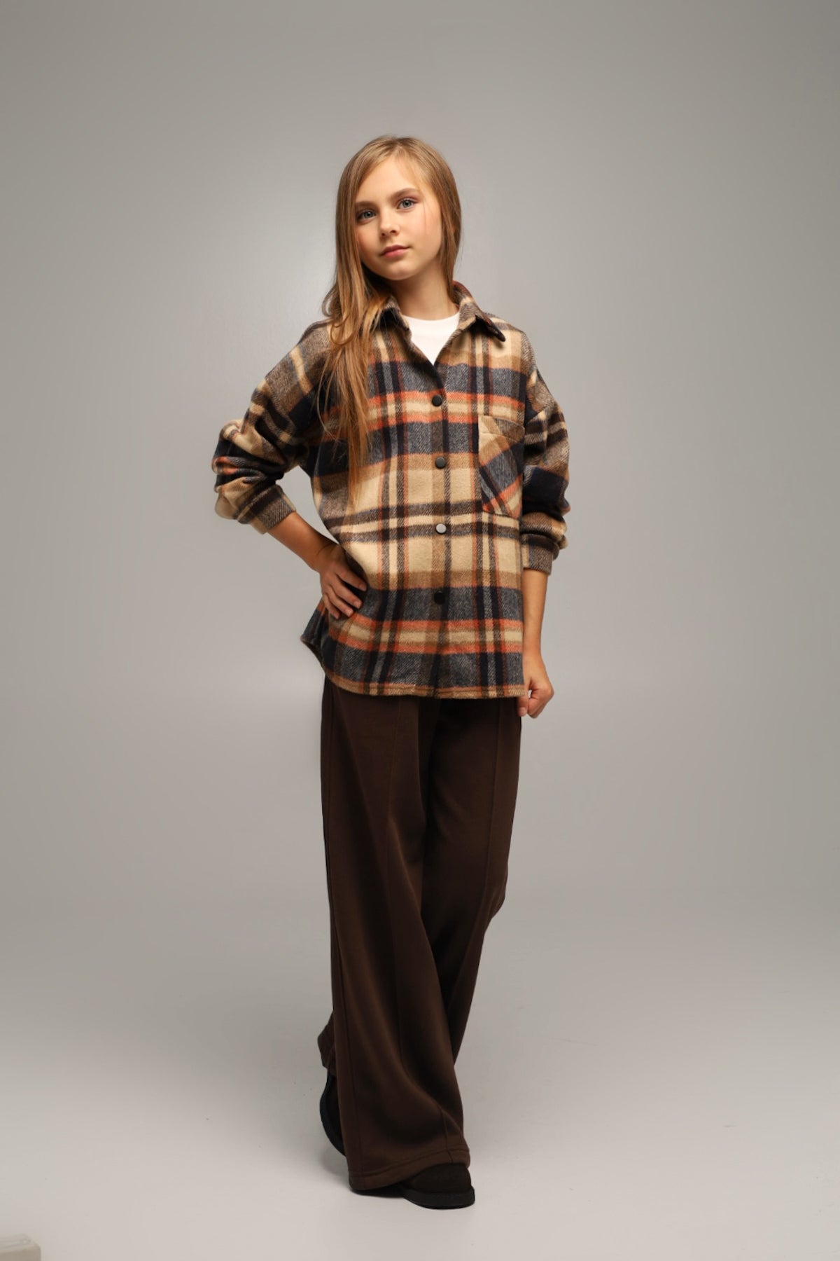 Koszula flanelowa oversize BASIC – GRANAT