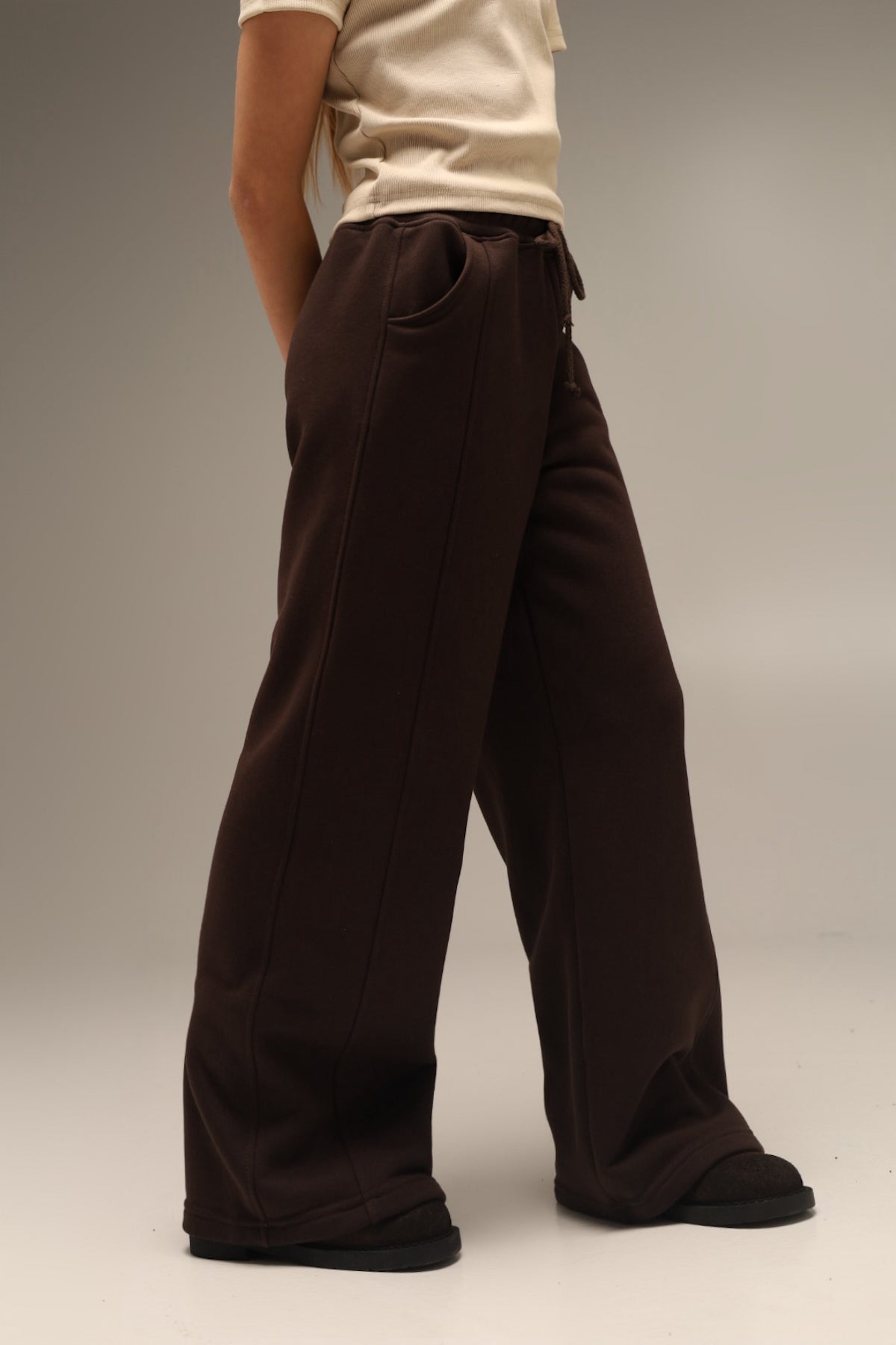 SPODNIE PALAZZO | DARK CHOCOLATE