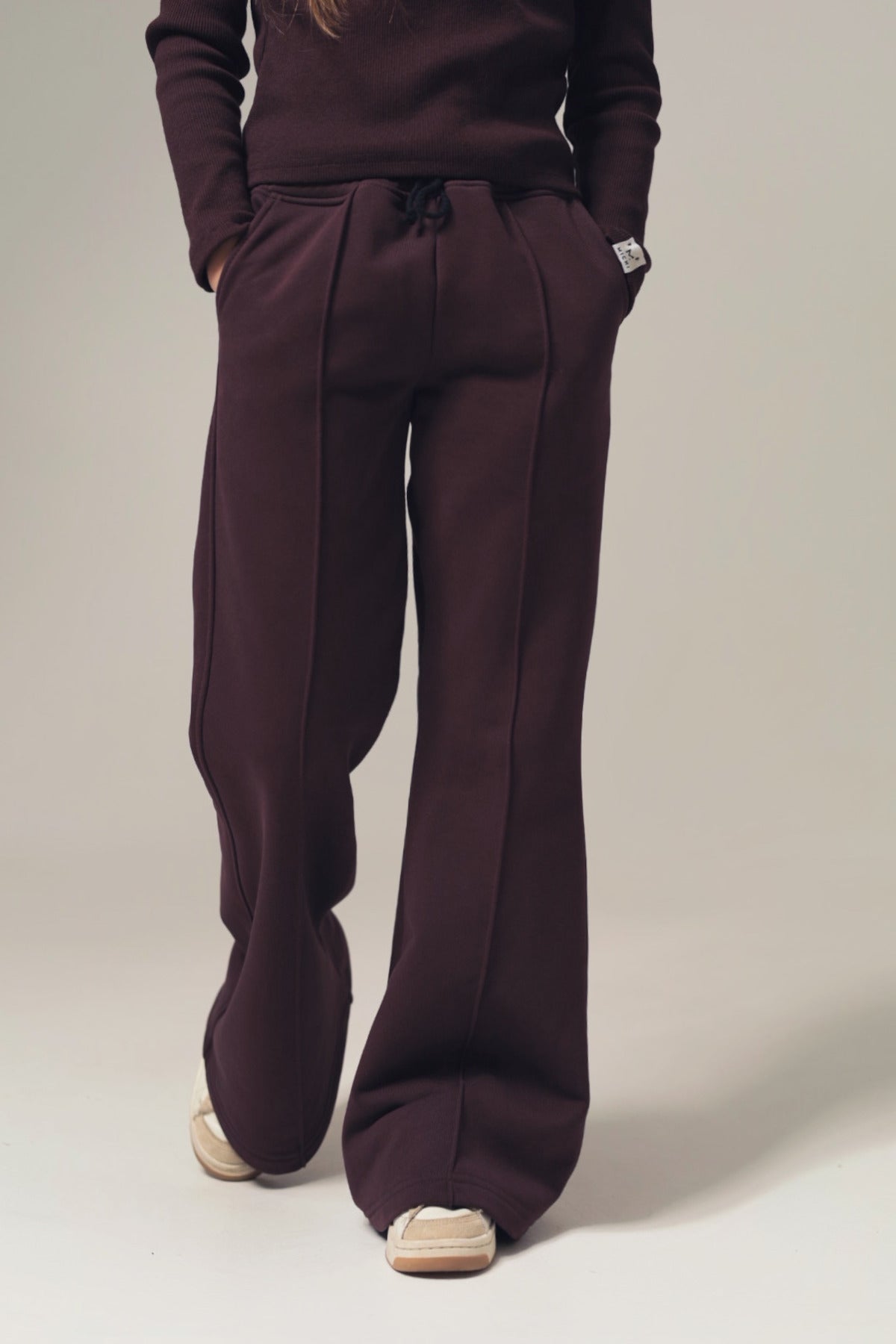 Rozszerzane spodnie MICHI (ciemna śliwka)