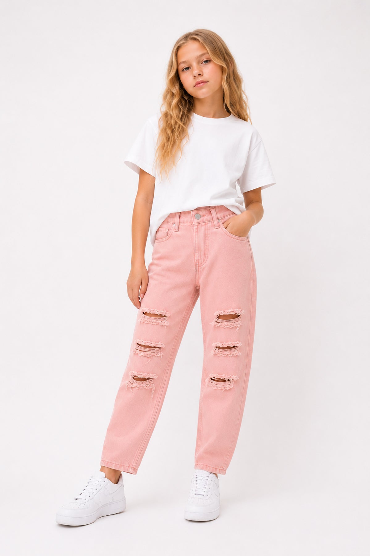 Jeans Banana Fit (pudrowy róż)