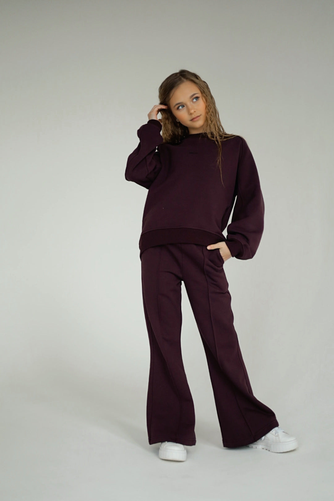 Rozszerzane spodnie MICHI (ciemna śliwka)