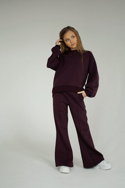 Rozszerzane spodnie MICHI (ciemna śliwka)