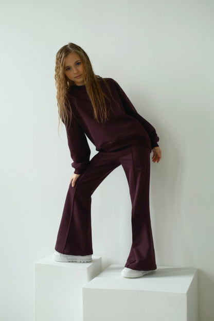 Rozszerzane spodnie MICHI (ciemna śliwka)