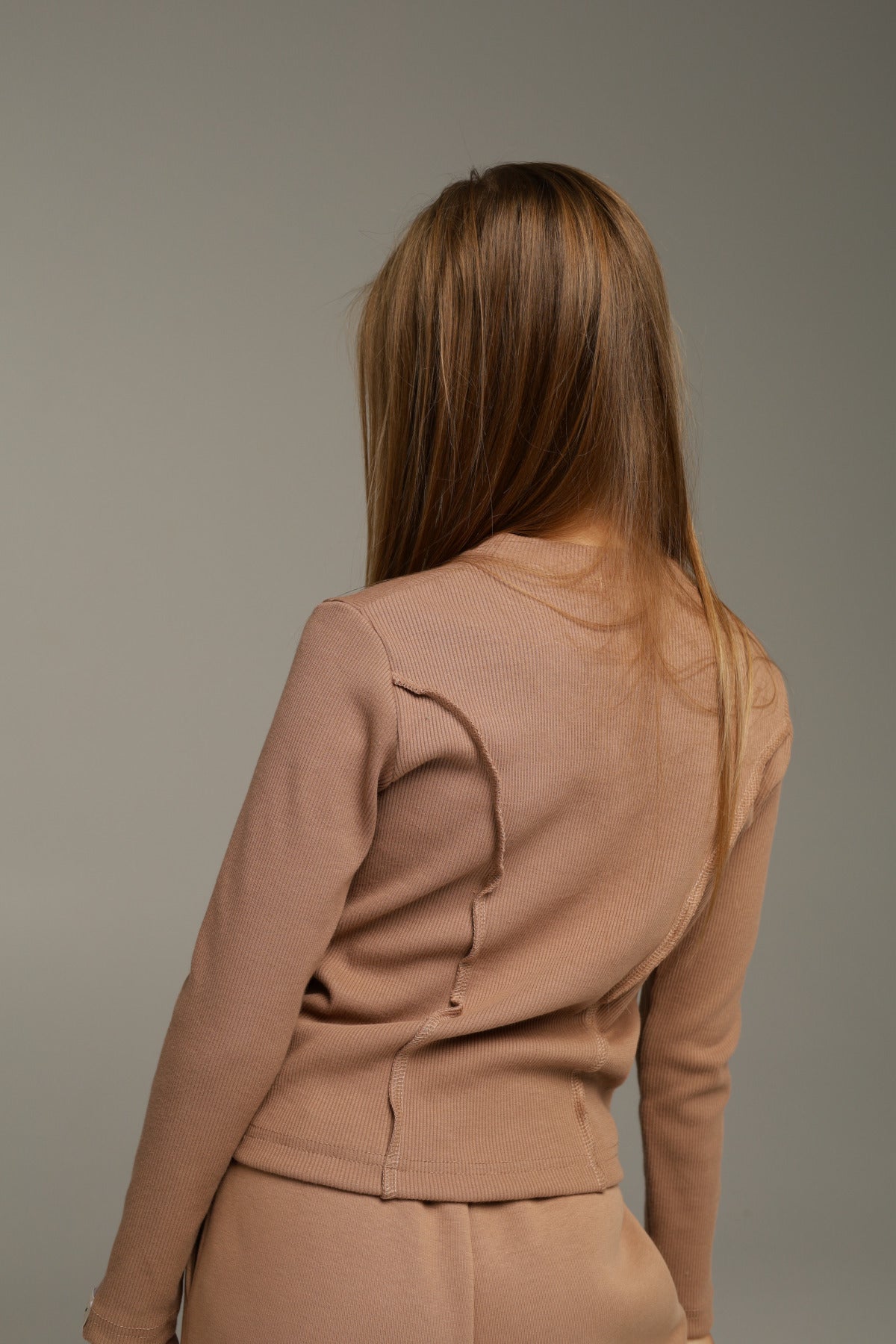 Longsleeve z dzianiny prążkowanej