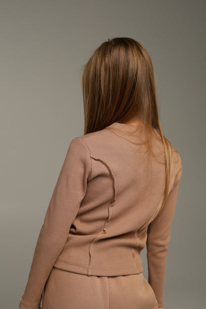 Longsleeve z dzianiny prążkowanej