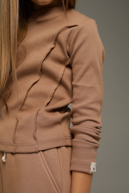 Longsleeve z dzianiny prążkowanej