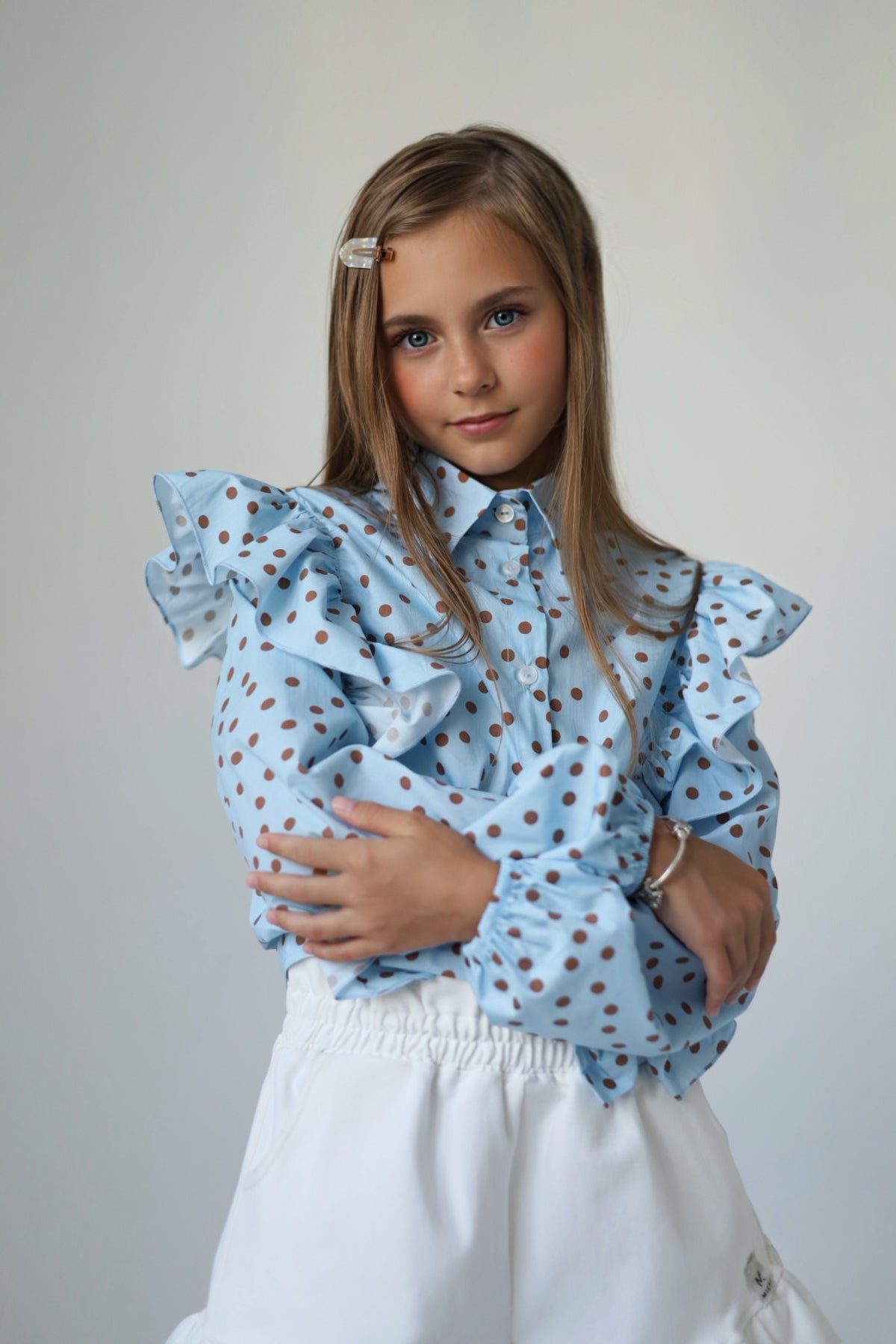 Szorty jeansowe BLUE CARAMEL z falbaną
