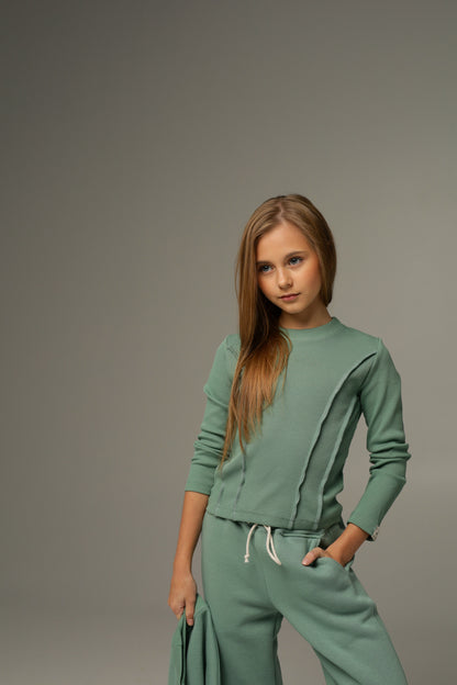 Longsleeve z dzianiny prążkowanej