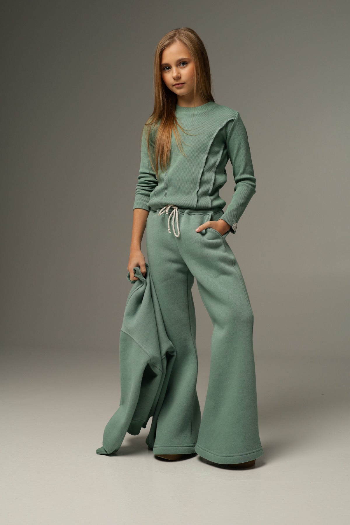 Longsleeve z dzianiny prążkowanej