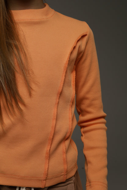 Longsleeve z dzianiny prążkowanej