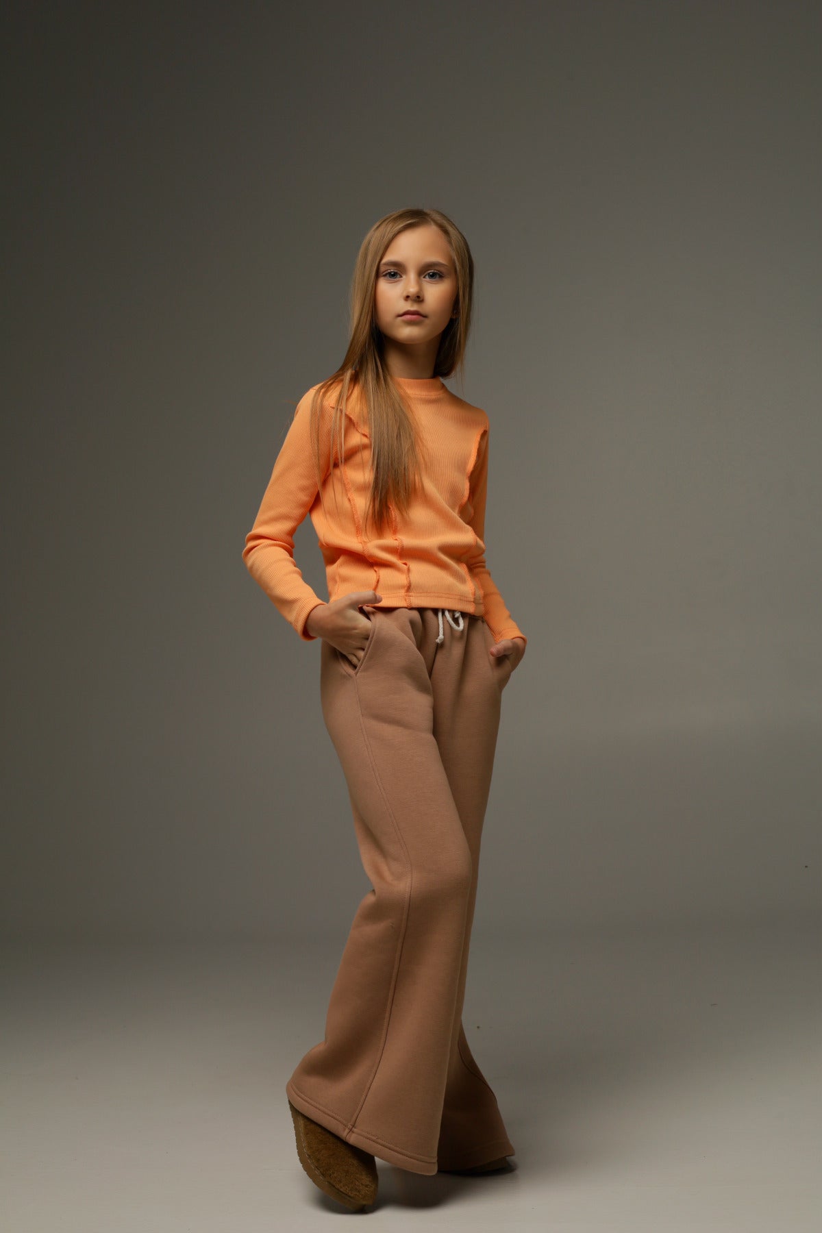 Longsleeve z dzianiny prążkowanej