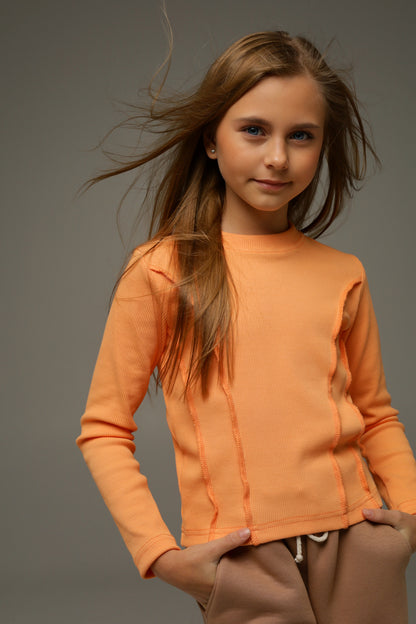 Longsleeve z dzianiny prążkowanej