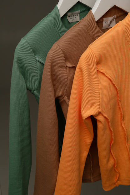 Longsleeve z dzianiny prążkowanej