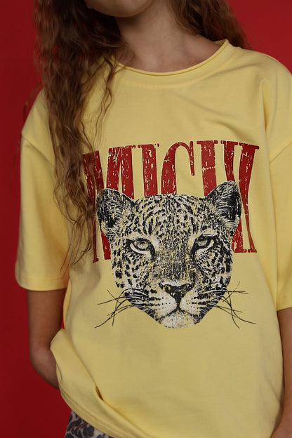 T-shirt SAVANNA (oversize kolor bananowy)