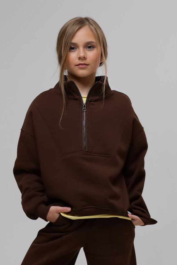 Bluza z wysokim kołnierzem na zamek miś od spodu