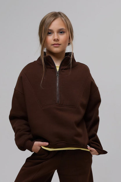 Bluza z wysokim kołnierzem na zamek miś od spodu