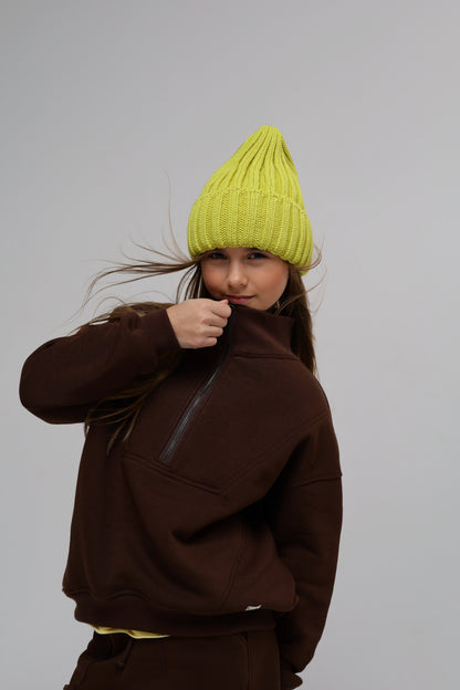 Bluza z wysokim kołnierzem na zamek miś od spodu