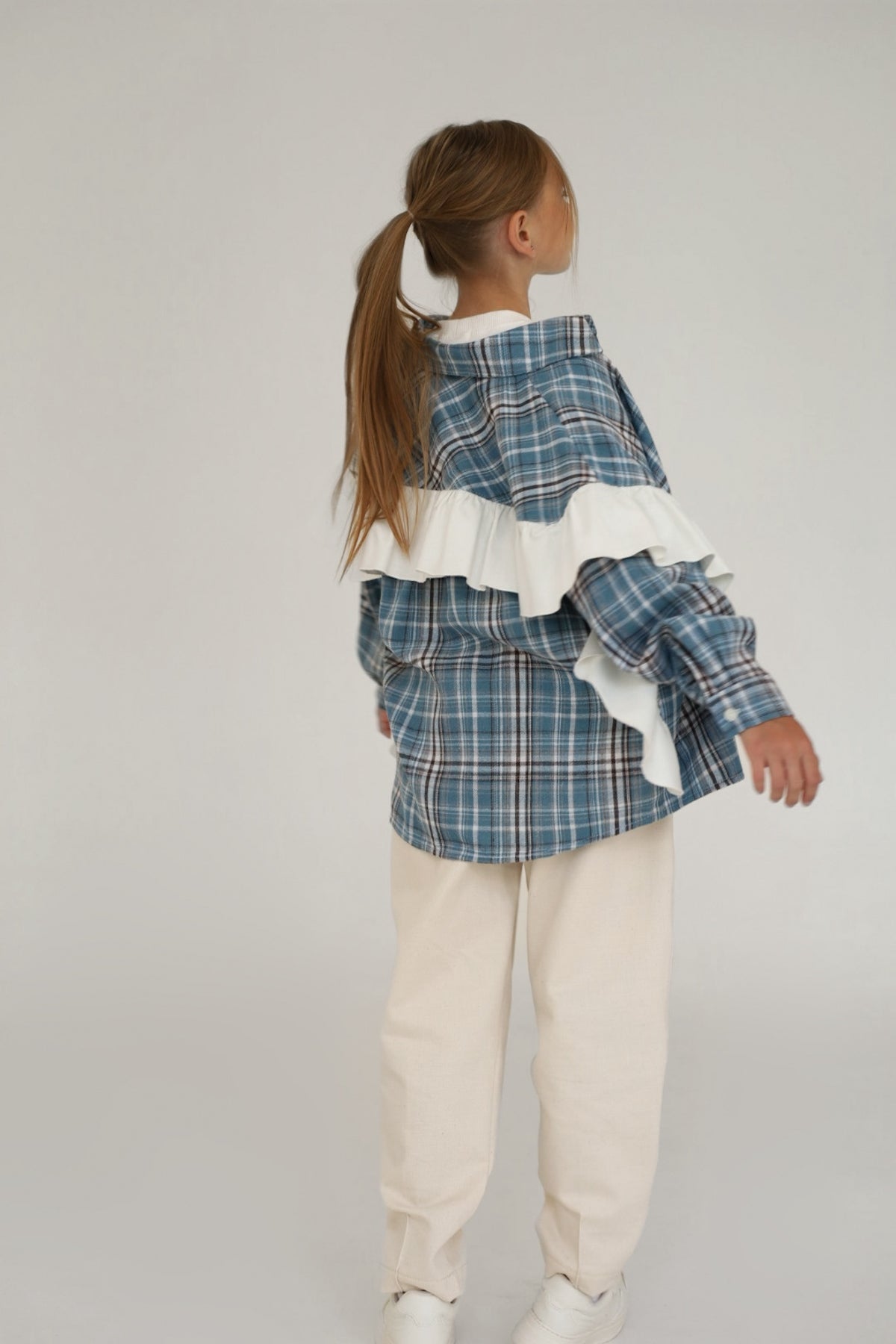 Koszula PLAID blue (z falbaną)