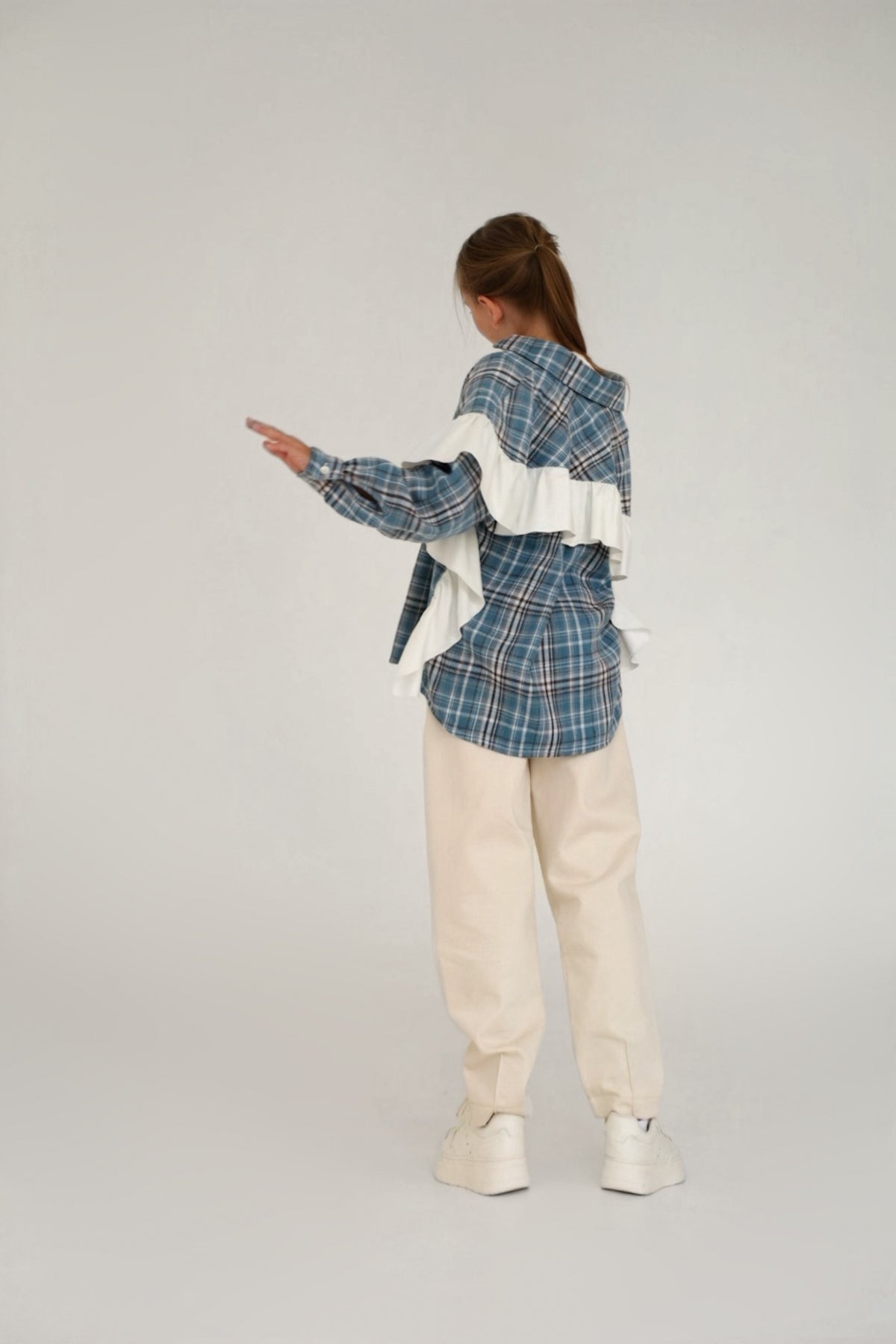 Koszula PLAID blue (z falbaną)