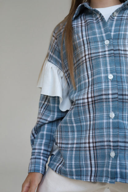 Koszula PLAID blue (z falbaną)