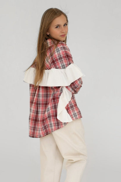 Koszula PLAID berry (z falbaną)