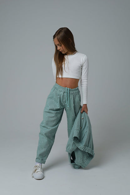 Spodnie (typu banany w kolorze miętowym)