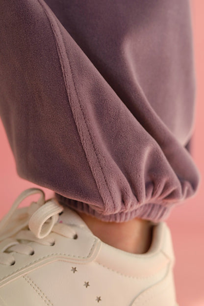 Joggery Soft Velour Liliowy