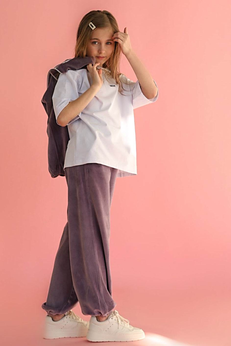 Joggery Soft Velour Liliowy