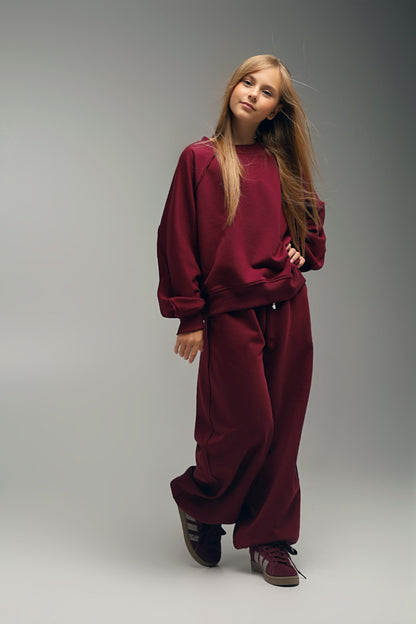 Spodnie JOGGER WIDE BORDO | EASY MODE