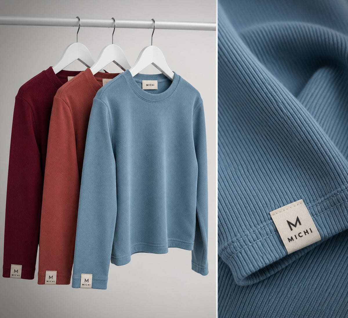 Longsleeve BASIC prążkowany | EASY MODE