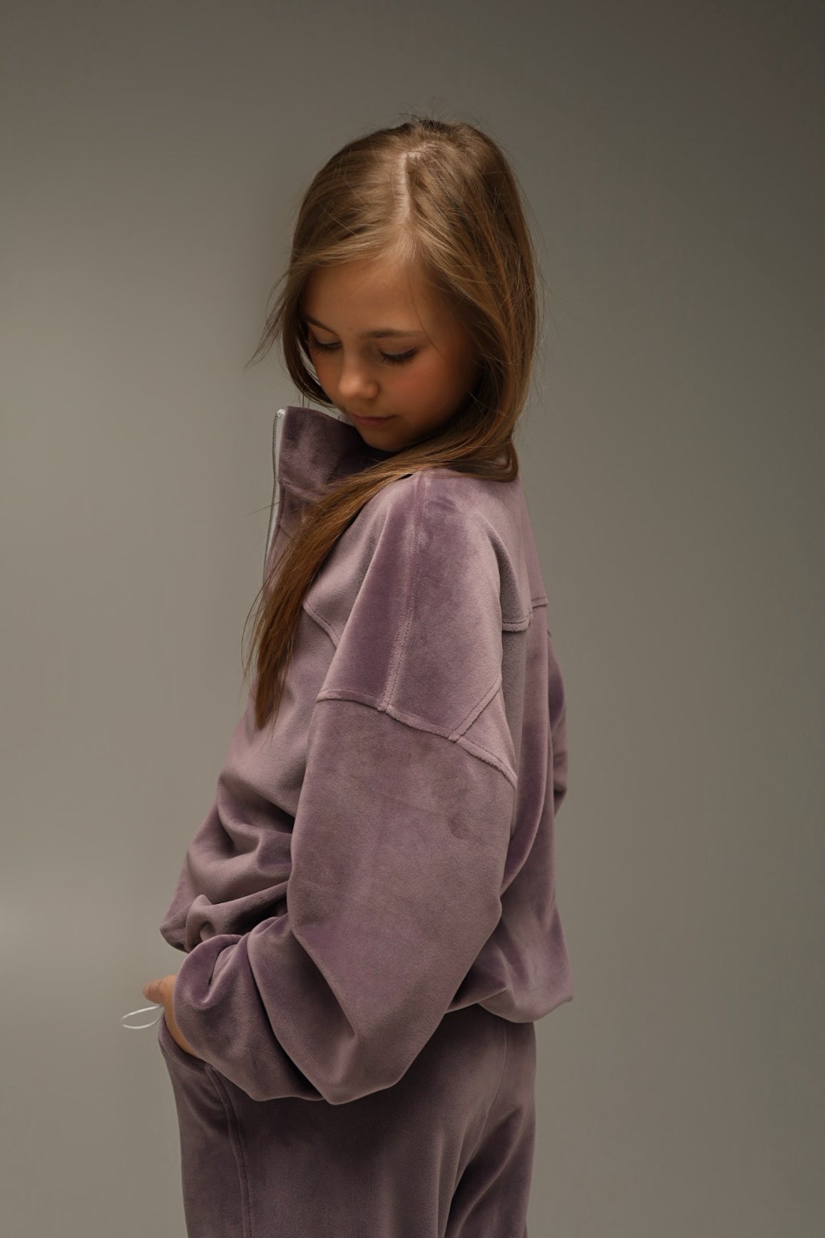 Bluza ZIP Soft Velour Liliowy