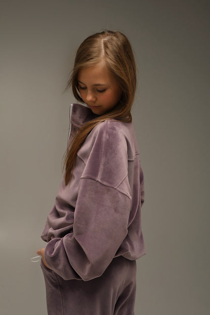 Bluza ZIP Soft Velour Liliowy